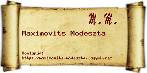 Maximovits Modeszta névjegykártya